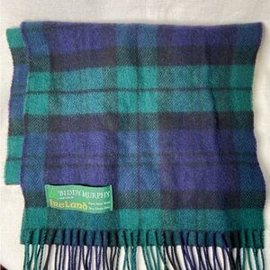 Biddy Murphy Green and Blue Plaid Wool Scarf